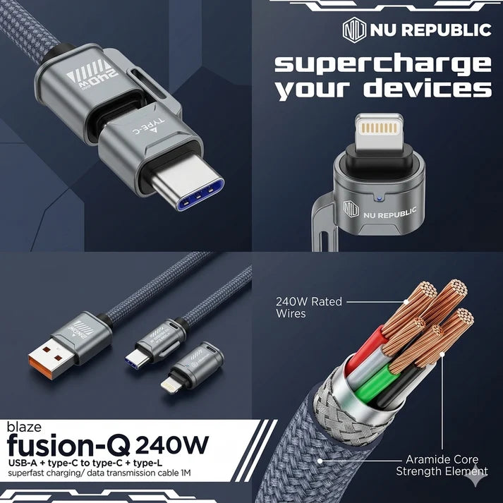 240W 4-in-1 Fast Charging Cable